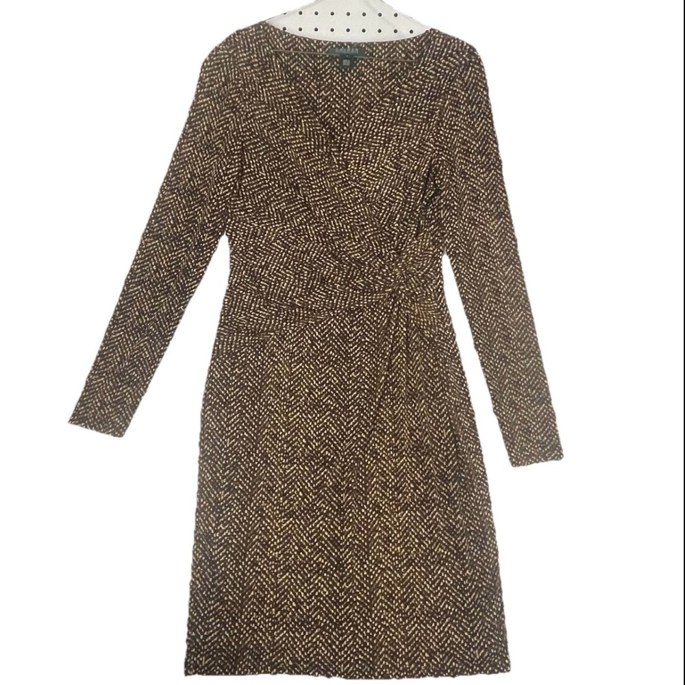 Ralph Lauren Office Siren Snakeskin Print Flattering Twist Front Dress‎ Sz 6